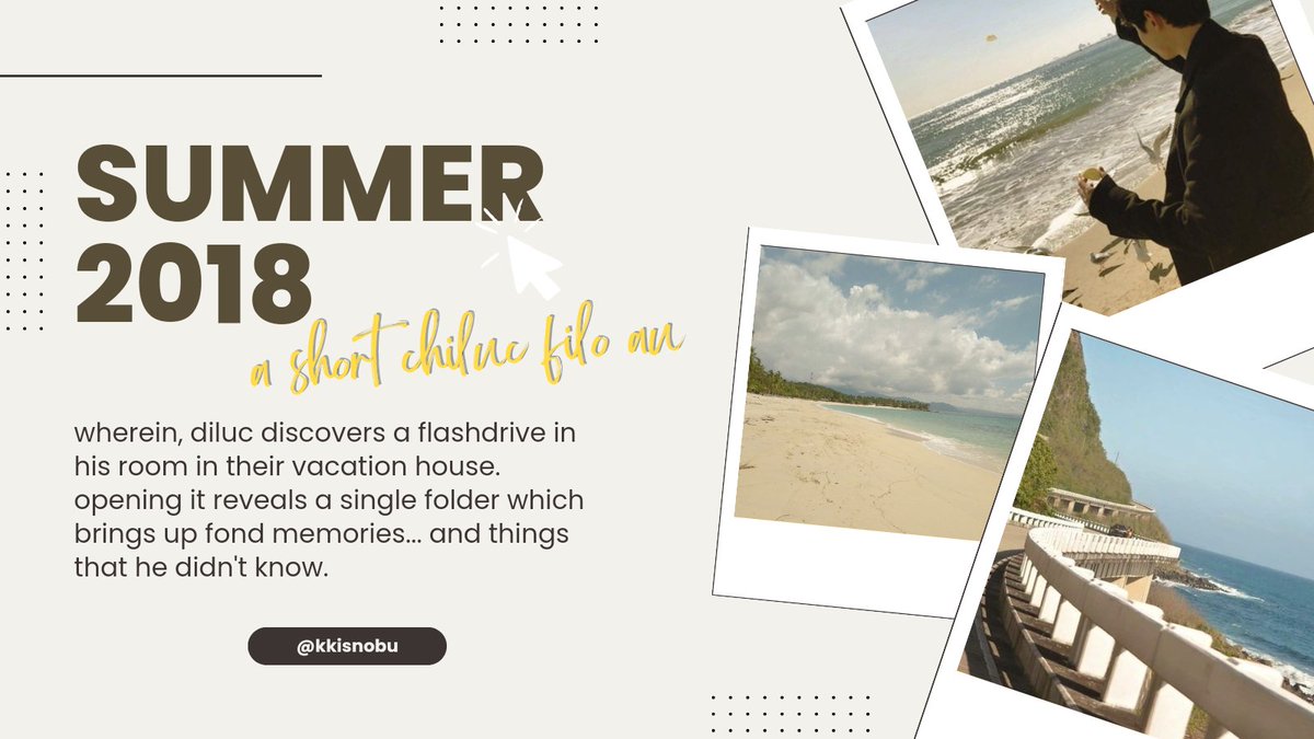 kkisnobu's tweet photo. SUMMER 2018

a short #chiluc filo au

wherein, diluc discovers a flash drive in his room in their vacation house. opening it reveals a single folder which brings up fond memories... and things that he didn't know. https://t.co/txwbHRX7NZ