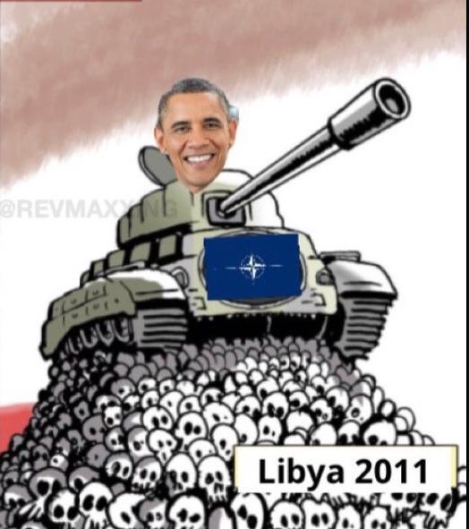 REVMAXXING's tweet photo. What Obama and NATO did to Libya and Gaddafi was a crime against humanity.

Obama is a war criminal. https://t.co/KYvQv6d5ua