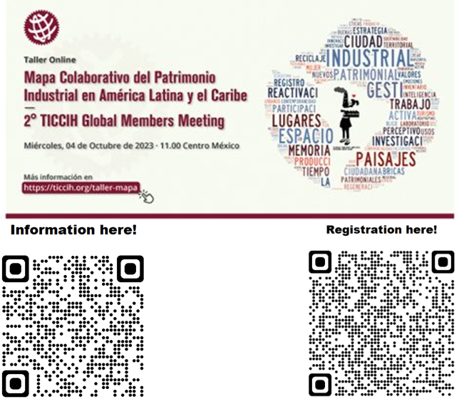 In 4 Oct, I will participate in a @TiccihI online workshop on 'Collaborative Map of Industrial Heritage in Latin America and the Caribbean' during the '2nd TICCIH Global Members Meeting'. I will discuss 'Citizen Participation in Mapping Labour Culture'.