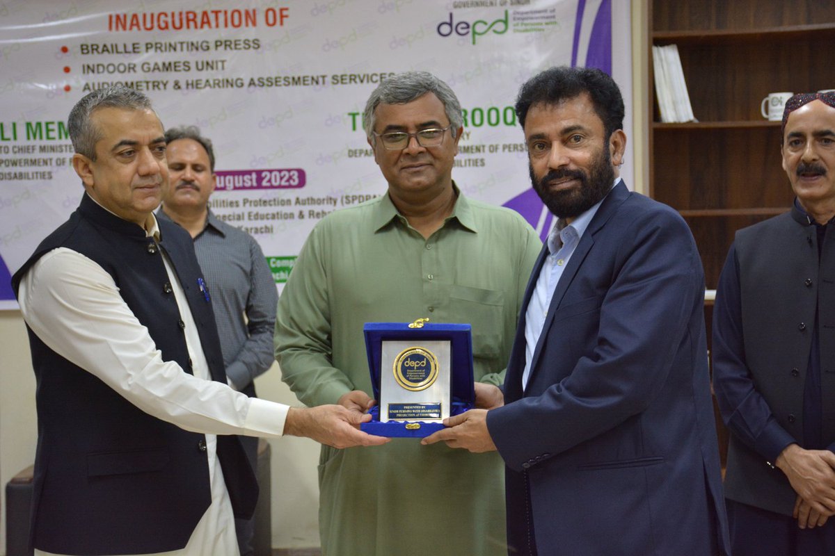 malcpak's tweet photo. #MALC was pleased to be a part of the Inauguration Ceremony of #BraillePrinting Press, Indoor Games Unit and #Audiometry & #Hearing Assessment services at #DEPD, Government Special Education and Rehabilitation Complex, #Karachi on 3rd August 2023.
#CBID #empowerment #sindh https://t.co/yPyJcLoFv4