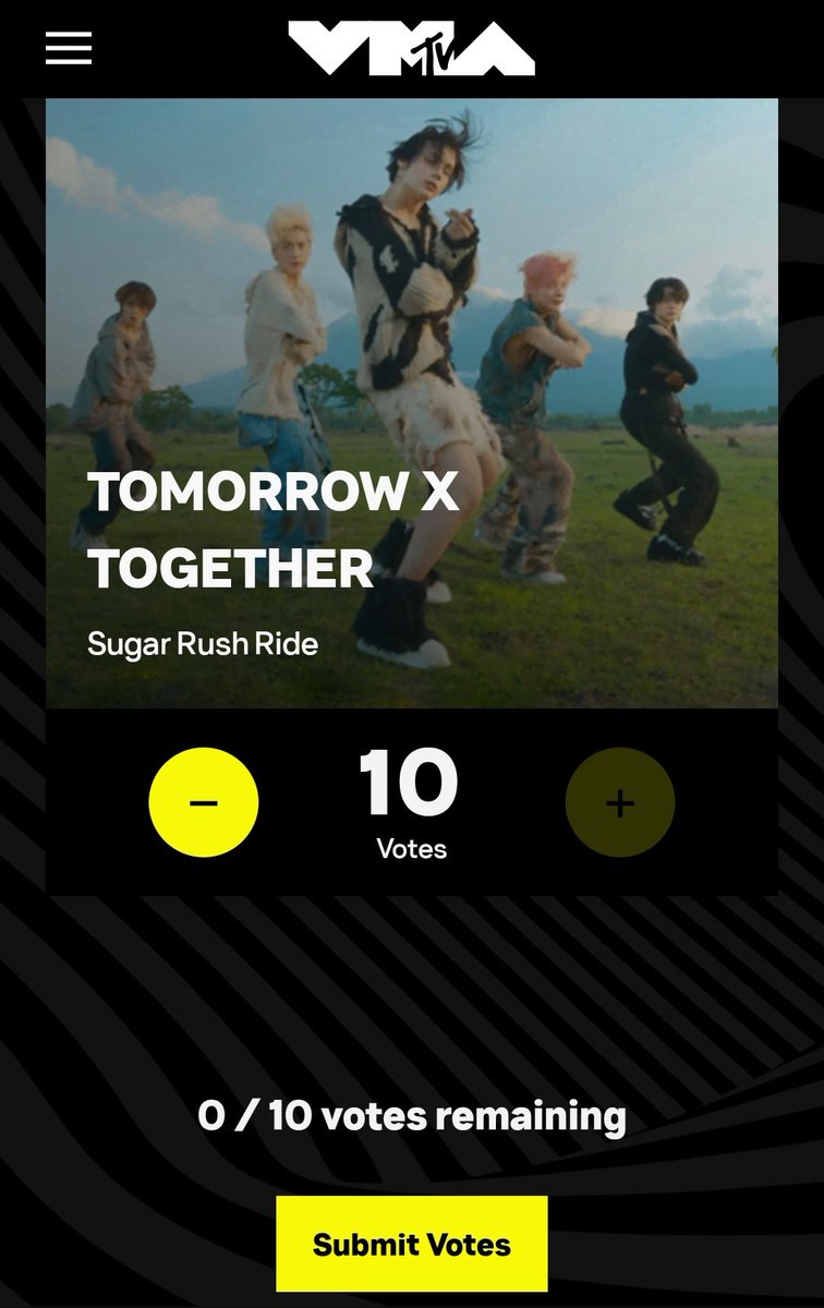 TurkeyMoaGang's tweet photo. [🗳️] TXT, "Sugar Rush Ride" ile "En İyi K-Pop grubu" ve "Yılın performansı" kategorilerinde VMAs adayı oldu! 

Oy vermek için;
1. Mail hesabınız ile giriş yapın
2. Günlük 10 oy kullanın
3. Oylama 12 Eylül'de sona erecek

✨https://t.co/C0XOptCem7

✨https://t.co/NcJ9B0MYVP https://t.co/qkRBxMylN2