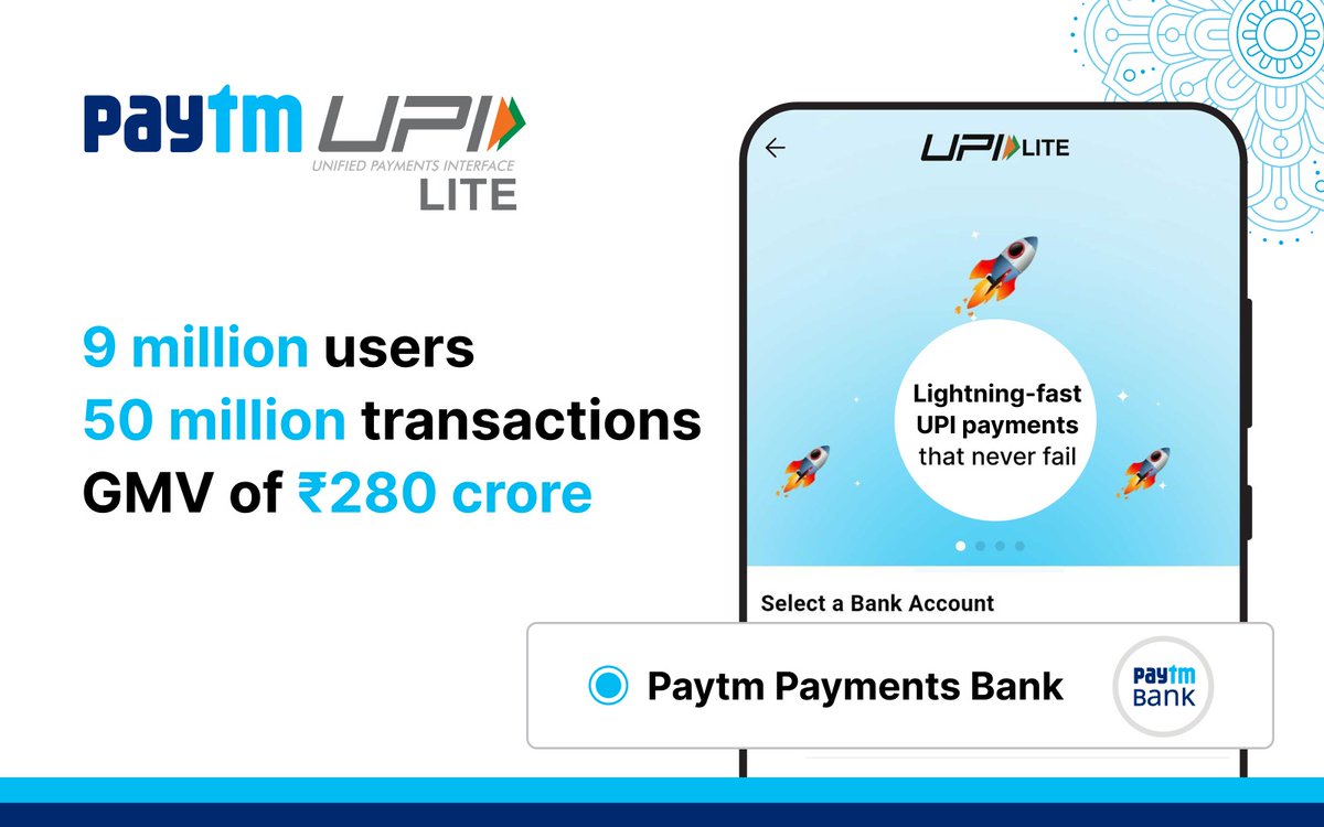 Leading the charts with lightning-fast payments that never fail — Paytm UPI Lite 🚀🤩 

Read more on the latest numbers for Paytm UPI Lite from our associate <a href="/PaytmBank/">Paytm Payments Bank</a>: bseindia.com/xml-data/corpf…

#Paytm #PaytmKaro #PaytmSeUPI