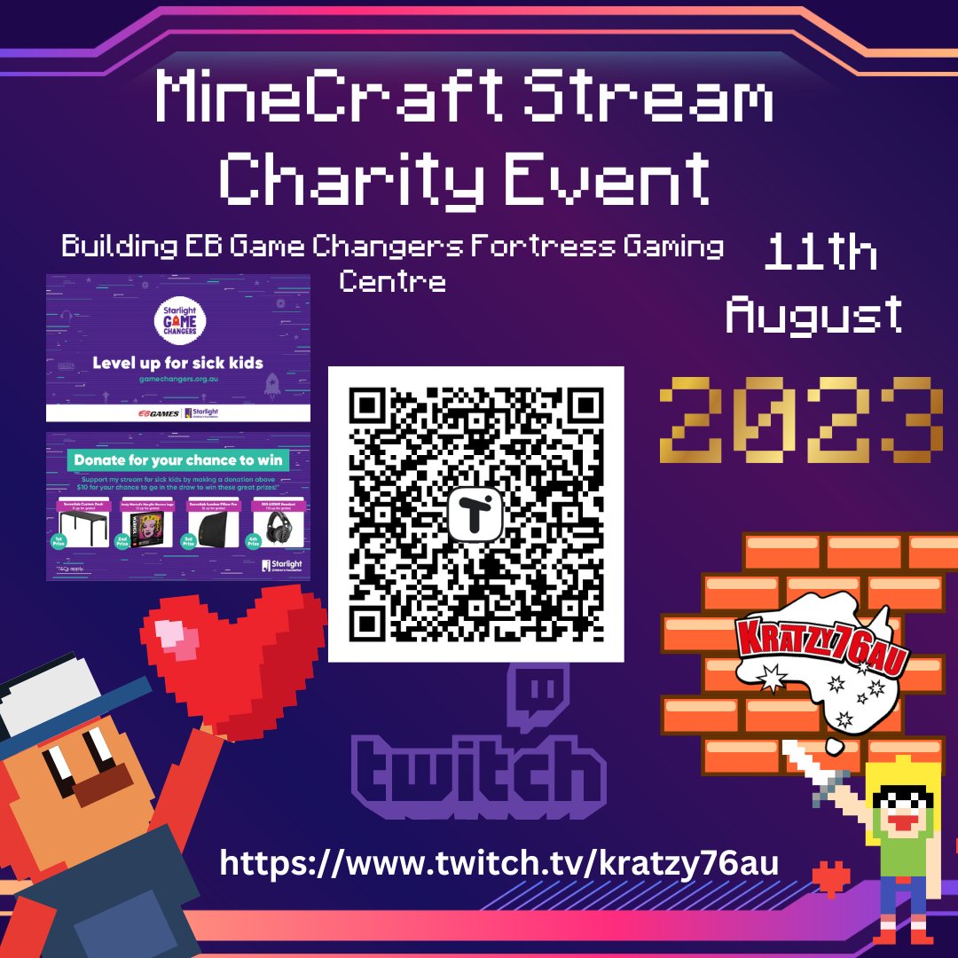 kratzy76au's tweet photo. ๐ Join us tomorrow Friday, August 11, 2023 ยท 5 PM - 10 PM GMT+10 in the magical realm of OF BUILDING a Minecraft's Starlight Fortress! ๐ฐโจ https://t.co/bvnNd08tgH๐ Get ready for an unforgettable adventure that's perfect for both kids and families. Let's create cherished memories together during this exciting stream! ๐ฎ๐จโ๐ฉโ๐งโ๐ฆ #ForTheKids #minecraft #Minecraftbuilds #GameChangers #FamilyFun #FortressBuild #charity ๐๐https://t.co/UKxY8aicLz