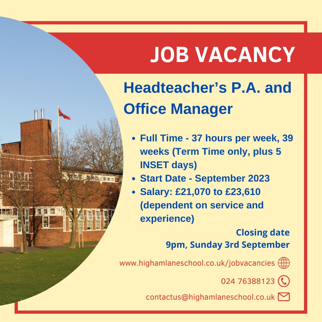 🚨 CURRENT JOB VACANCY 🚨