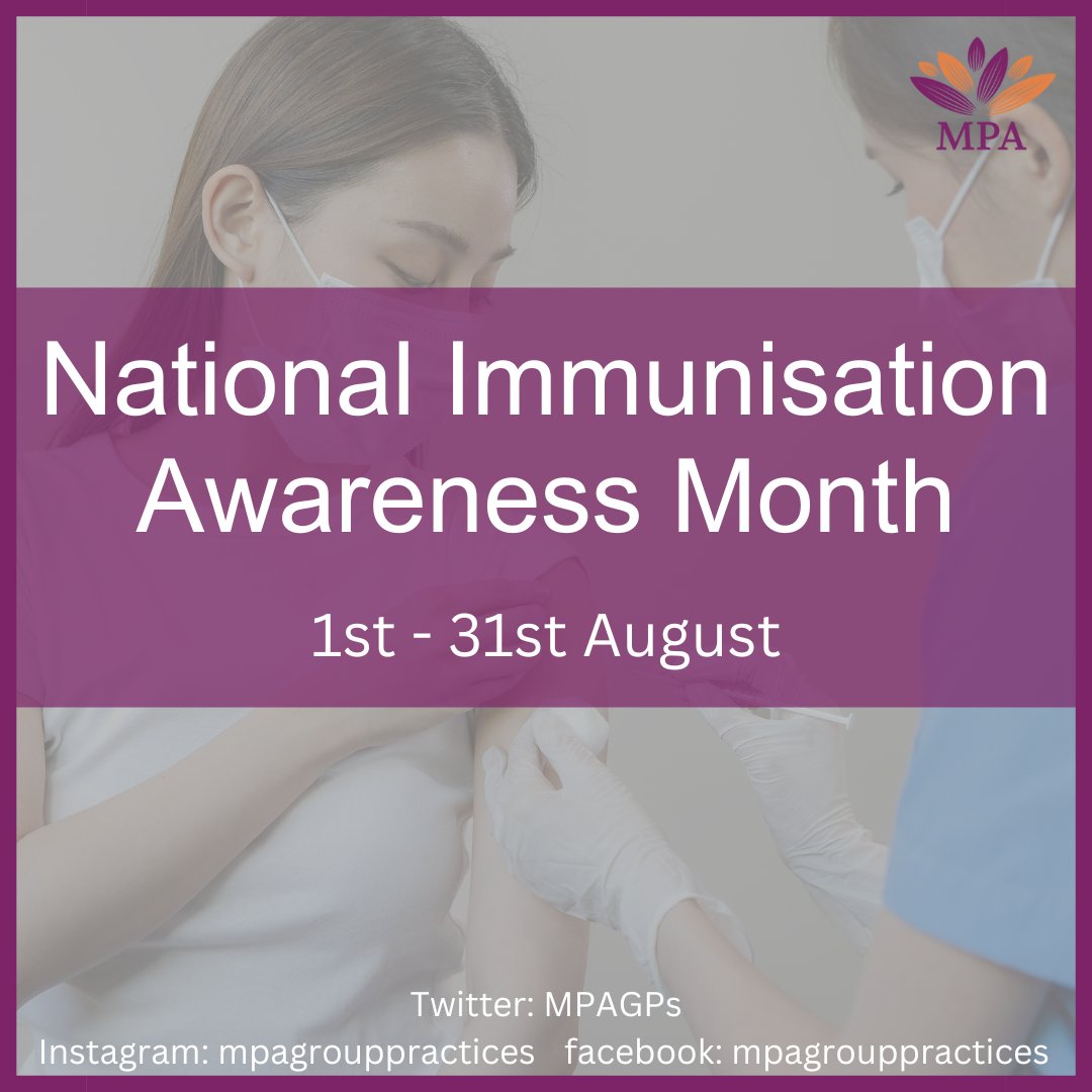 Protecting Our Community, One Shot at a Time!

August is Immunisation Awareness Month, and at MPA Group Practices, we're dedicated to keeping you and your loved ones safe and healthy. Don't wait, vaccinate!

To book a vaccination, call the practice on:

01634 890712