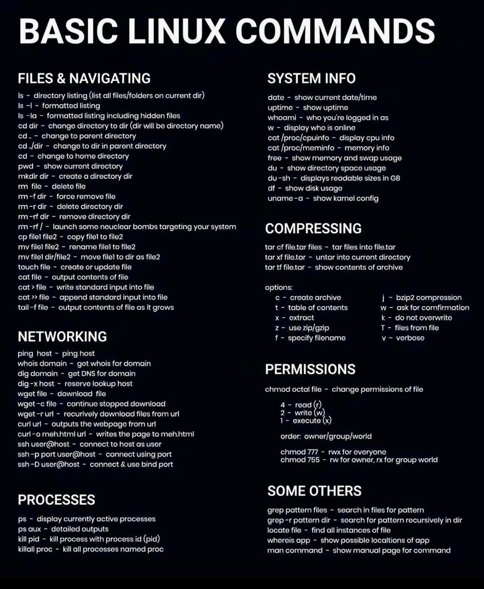 SecurityTrybe's tweet image. Basic Linux Commands