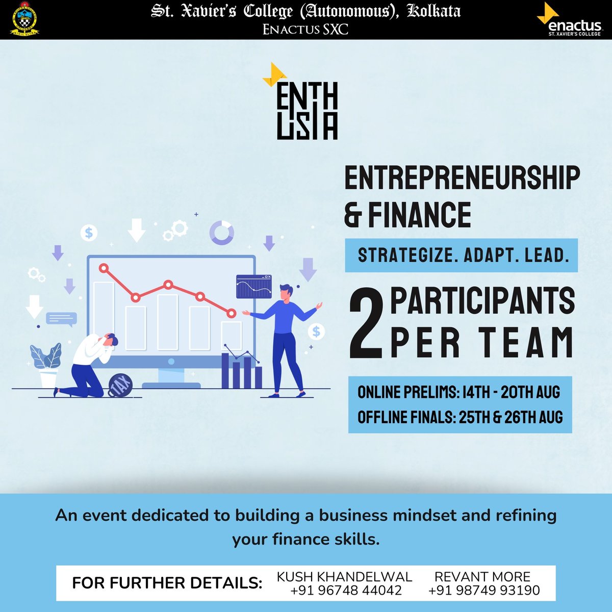 Enactus_sxc's tweet photo. Aspire, act, succeed. Enthusia’23 events lineup revealed! Explore strengths, passion, and gauge your corporate readiness. Register now!

Enactus SXC
Seeking Possibilities
Taking Action
Enabling Progress. https://t.co/Gt5zrOwowp
