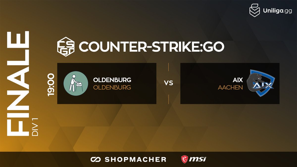 Uniliga (@uniligagg) on Twitter photo #csgo 🔫 #grandfinal 🏆
Gibt nichts Besseres, als einen neuen Meister krönen zu können! 🥳🥳🥳
⏰ 19 Uhr
📺 /uniliga_aim
➡️ Oldenburg ⚔️ <a href="/AIXeSports/">AIX eSports</a>
🎙️ <a href="/RoyalTZZZ/">Royal</a> & <a href="/hopsi_/">felix</a>
📊 <a href="/jannikel26/">jannik_mlr</a> & <a href="/DontFlashMyR/">Tim Konopka</a>
🌟 <a href="/Stormrak3r/">Valentin Liebl</a>
🎬 @Pre_Venti #csgo 🔫 #grandfinal 🏆
Gibt nichts Besseres, als einen neuen Meister krönen zu können! 🥳🥳🥳
⏰ 19 Uhr
📺 /uniliga_aim
➡️ Oldenburg ⚔️ <a href="/AIXeSports/">AIX eSports</a>
🎙️ <a href="/RoyalTZZZ/">Royal</a> & <a href="/hopsi_/">felix</a>
📊 <a href="/jannikel26/">jannik_mlr</a> & <a href="/DontFlashMyR/">Tim Konopka</a>
🌟 <a href="/Stormrak3r/">Valentin Liebl</a>
🎬 @Pre_Venti