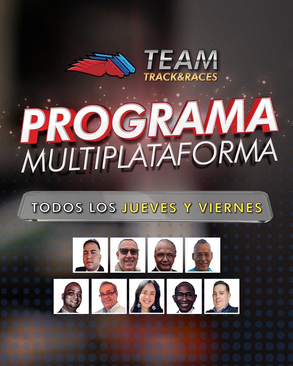 track_races's tweet photo. No te pierdas nuestro #Programas simultáneamente en todas nuestras #RedesSociales, con un formato de última generación que permite mayor #Dinamismo😉📱
Puedes conectarte con el #TeamTrackandraces todos los Jueves y Viernes...🏇🤑📝
#ProgramasEnVivo #Info #Entrevistas #Hipismo https://t.co/PxXjD4fhvx