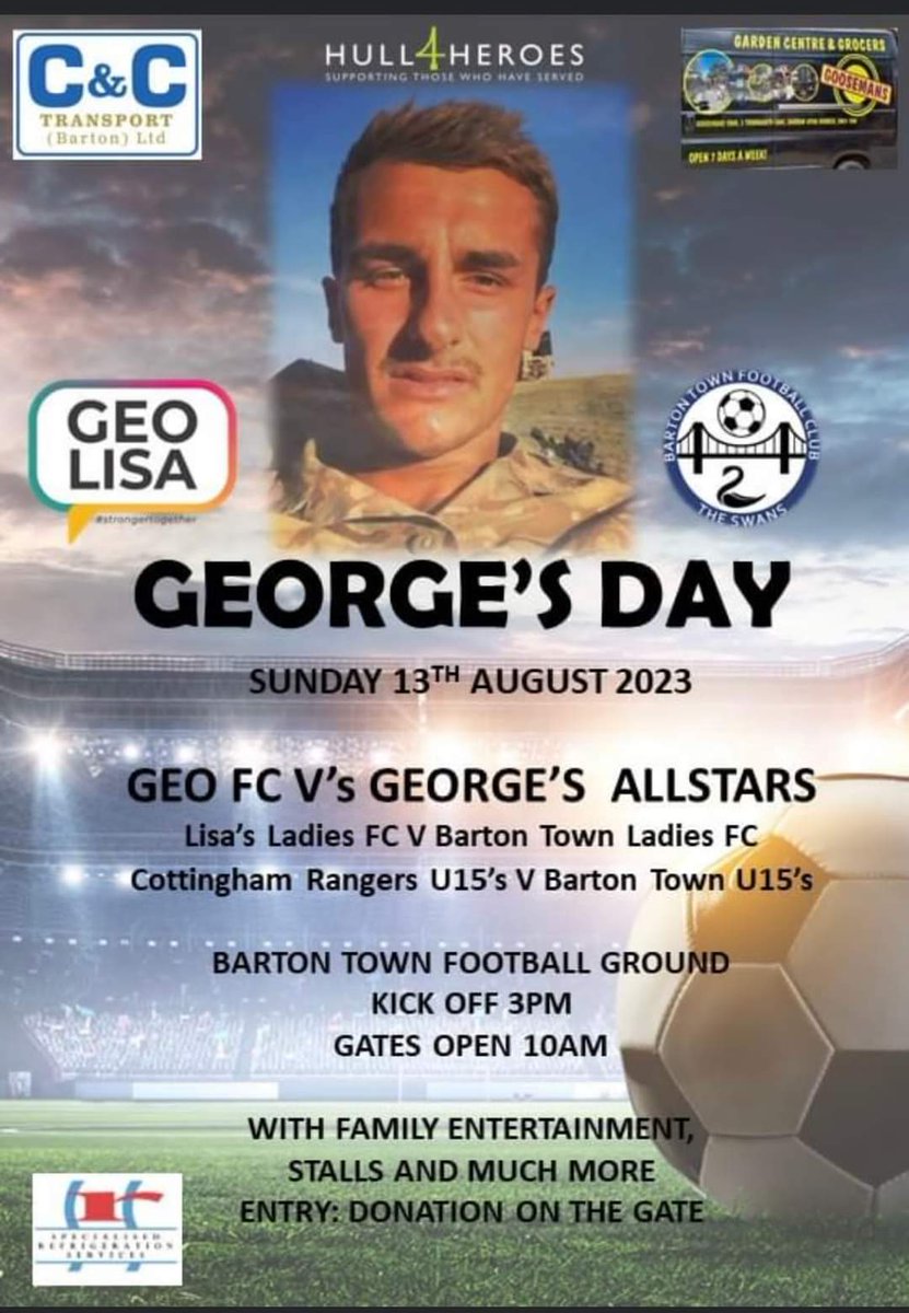 This Sunday we're proud to be the host for another year of George's Day, a @hull4heroes charity event in aid of men's mental health, in memory of George Ellis💙 With family entertainment, 3 charity football games, and much more, its certainly a day you don't want to miss out on!