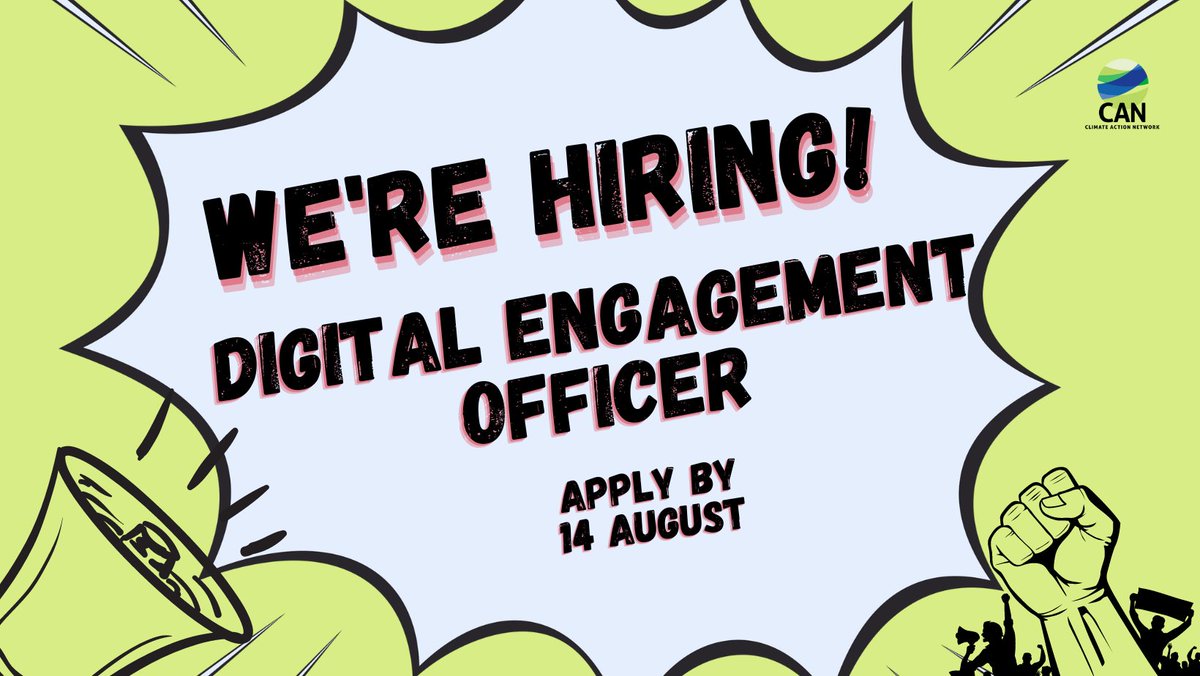 #HiringNow ‼️ 

<a href="/CANIntl/">Climate Action Network International (CAN)</a> is looking for a Digital Engagement Officer ! 
🌍 Location: Remote/ Flexible
💰 Salary: 44,400 – 48,000.00 EUR per annum
📅 Deadline: 14 August, 23:59 UTC

#Nonprofitjobs #remotejobs #digitaljobs

climatenetwork.org/job/digital-en…