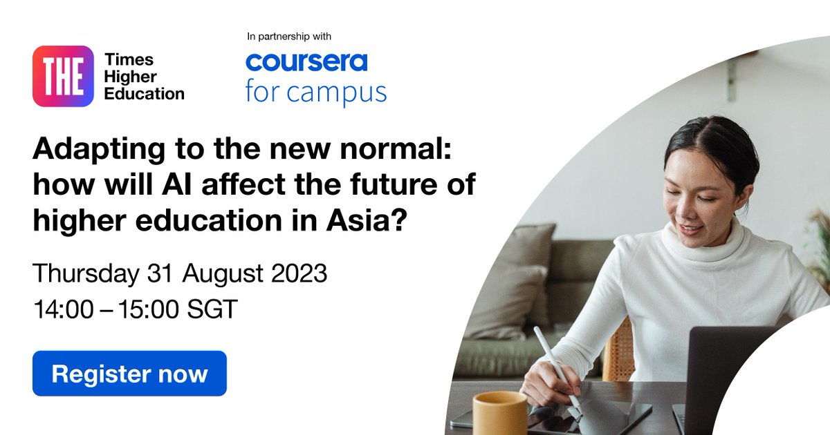 🎉We are delighted to announce our latest FREE webinar with @coursera on 31 August! 💻Join our expert panelists from academia to explore the challenges and opportunities of using AI tools in higher education. 🎟️Find out more and register for FREE now: bit.ly/3KA5wXs