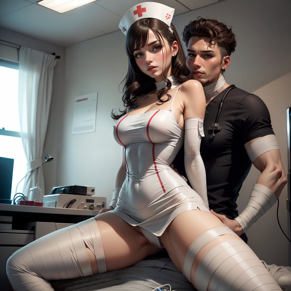 DiffusionWaifu's tweet photo. Radiating care and compassion, a beautiful nurse tends to her patient with a heartwarming smile. In her healing touch and comforting presence, lives the essence of hope and well-being. ๐ฅโค๏ธ #AINurseFeverchallenge #AIArt #aiwaifu #stablediffusion #diffusionisstable #nurse #waifu https://t.co/v8h1EwIal3