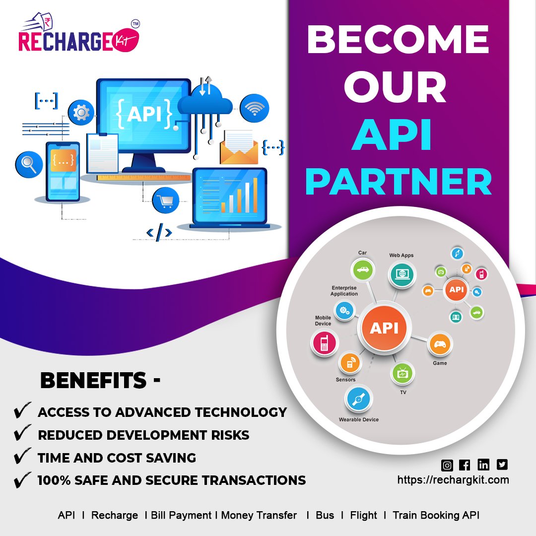 RechargeKit's tweet image. &quot;Join with Us as an API Partner for Seamless Collaboration and Mutual Growth&quot;

Benefits:-
👉 Access to Advanced Technology
👉 Reduced Development Risks
👉 Time and Cost Saving
👉 100% Safe and Secure Transactions
#api #apiservices #apipartner #rechargekit #apipartner  #recharge
