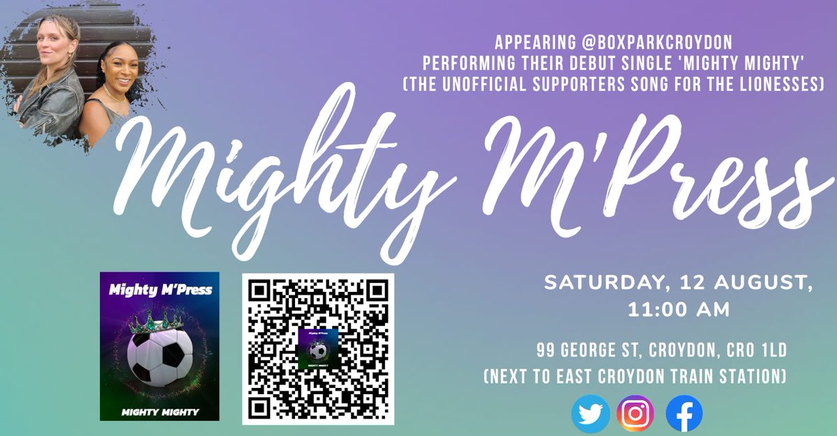 carolyncursive's tweet image. Our 1st live gig! This Saturday #FIFAWomensWorldCup2023 #Lionesses boxpark.co.uk/croydon/events…