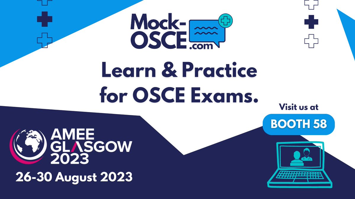 MockOSCE's tweet image. The #AMEE2023 exhibition opens today! 

Come and visit us at Booth 58 to see mock-osce.com in action. 

The live online platform that allows medical students to interact with simulated patients in many different OSCE scenarios 👌