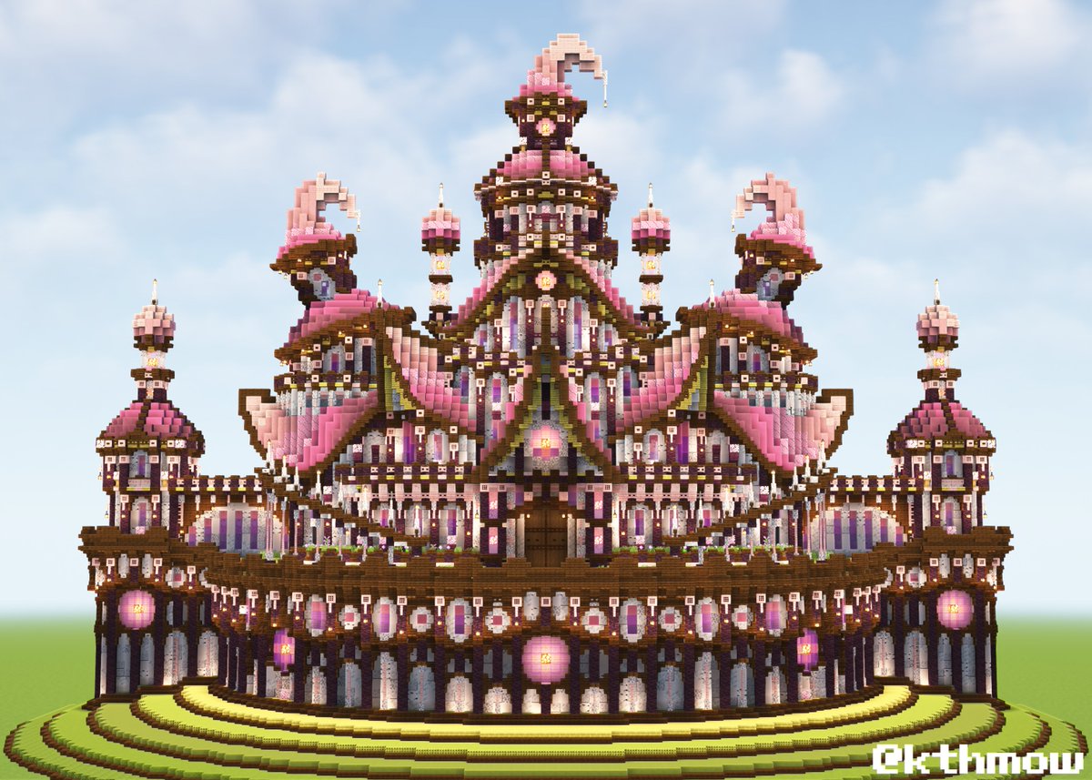 kthmow's tweet photo. -『桜華城』-
#ぐにゃ屋根コンテスト #minecraft建築コミュ #Minecraftbuilds  #Minecraft https://t.co/f0GNMArrr2