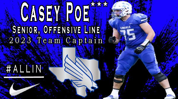 Lindale_FB's tweet photo. Big man @CaseyPoe2024 named a 2023 Varsity Captain. Going to be a handful to deal with for defensive linemen all year! Dude is ready to get to work and #compEAT! @Coach_Cochran @JacobAlford50 @CoachB_Ricks @LISD_Surratt @LHSEagleEye #ALLIN #Unityisthe🤫 https://t.co/i8y46uV01V