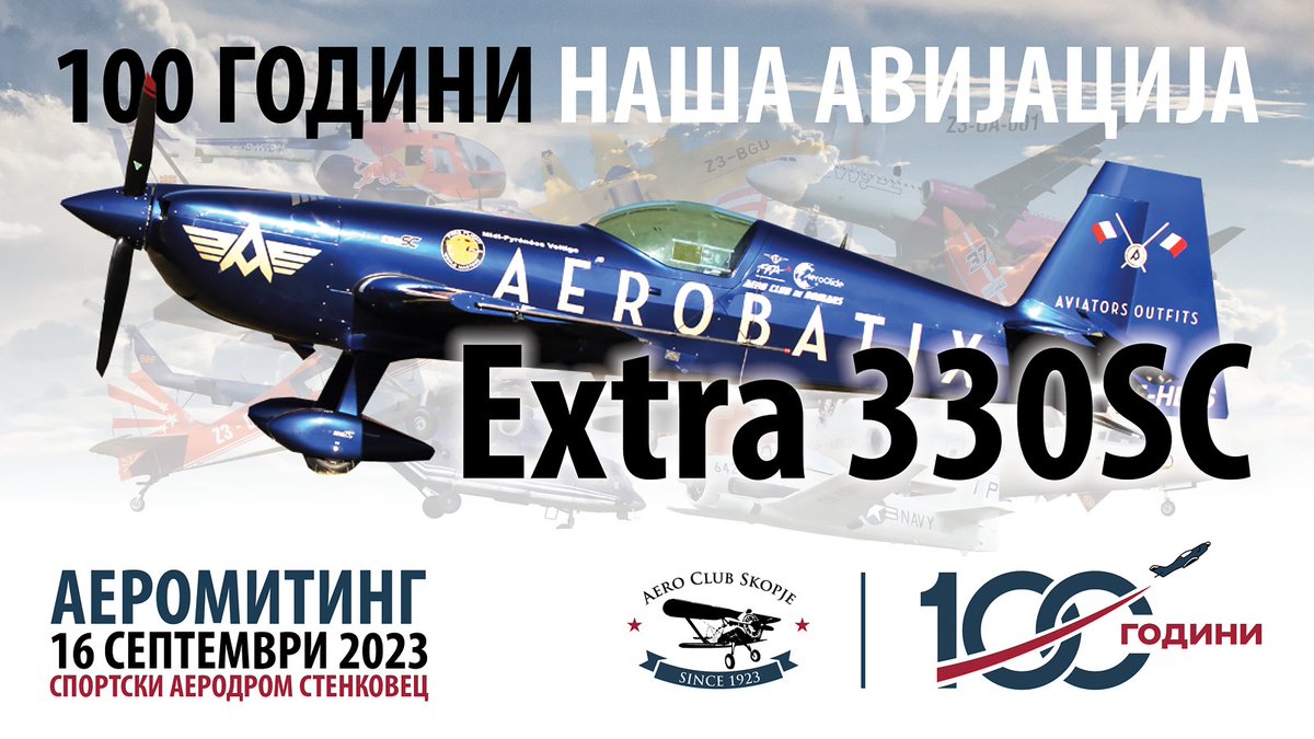 skopjeaero's tweet photo. Програмата за аеромитингот се потврдува и надополнува секојдневно. Ќе видиме со какви акробации ќе не почасти  Extra 330SC.
#Обиченден на #Стенковец #100годиниНашаАвијација #АероклубСкопје #Аеромитинг #AirShow #Extra330SC https://t.co/SYZhXnrtpe