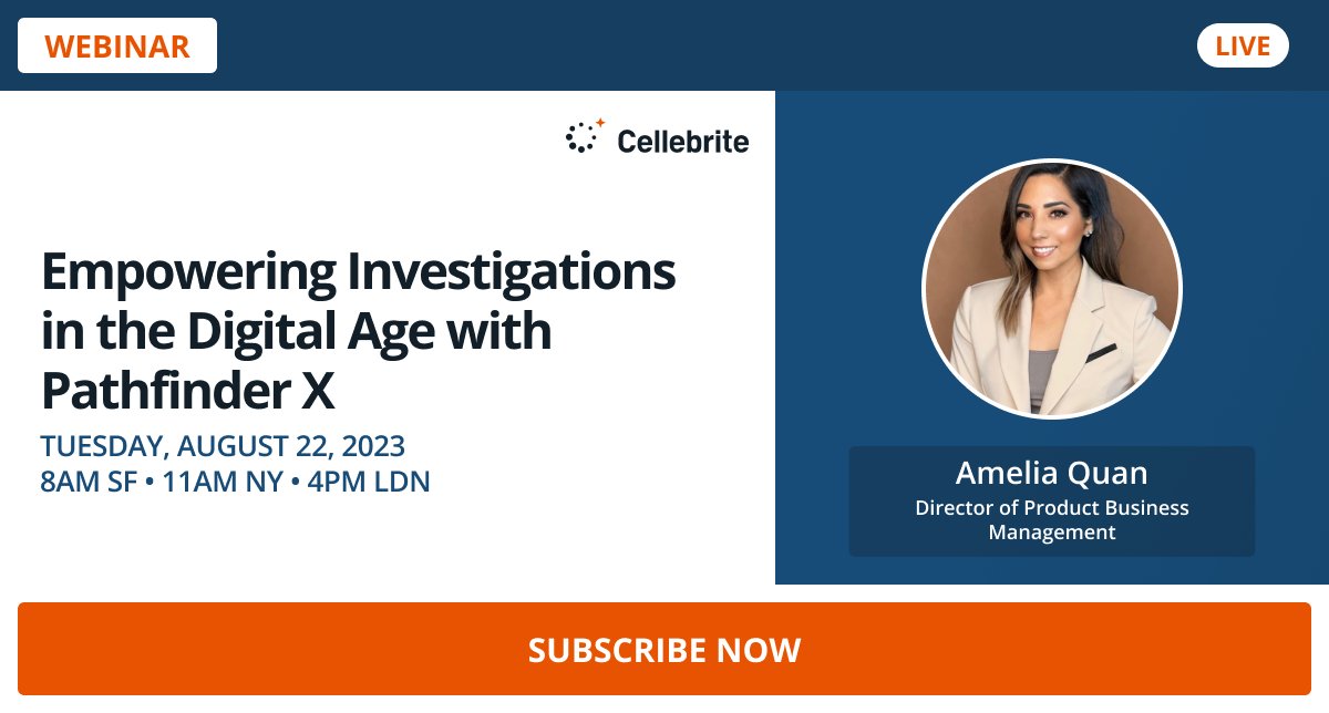 Cellebrite's tweet photo. Discover #PathfinderX - the ultimate solution for digital evidence management!
Join our webinar for live demos, innovative tools, and expert Q&A. Perfect for law enforcement, investigators, and digital forensics pros.
Secure your spot now! https://t.co/uJD58gsJ9v https://t.co/xUKD55xCJO