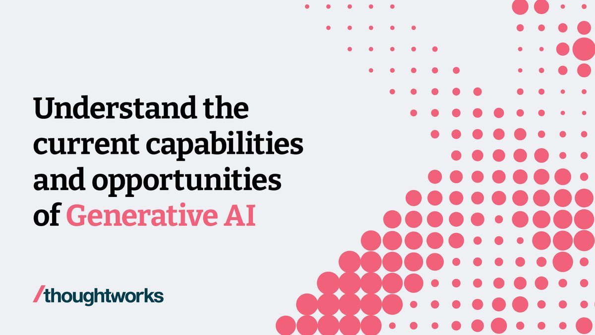 Thoughtworks launches #GenerativeAI product accelerator.
It will enable business and product leaders to make strategic decisions on integrating #GenAI into their business product applications.

Find out more: thght.works/3DPiug3