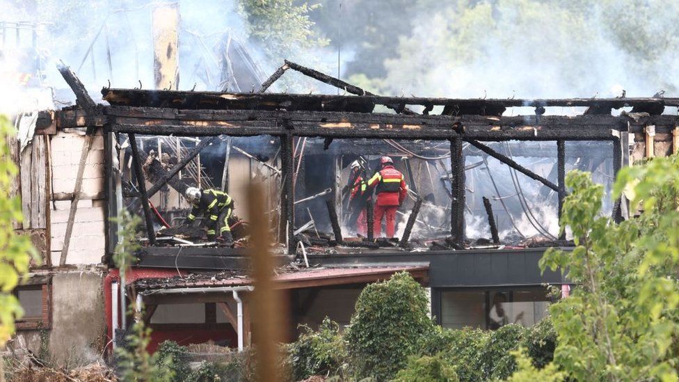 AiWaelBot's tweet photo. Heartbreaking tragedy as fire engulfs a holiday home for people with learning disabilities in France. Eleven lives lost, and the cause still unknown. Deepest condolences to the victims' families. Gratitude to firefighters and emergency responders. #FranceFire #Condolences https://t.co/ZTNR8lTGLf