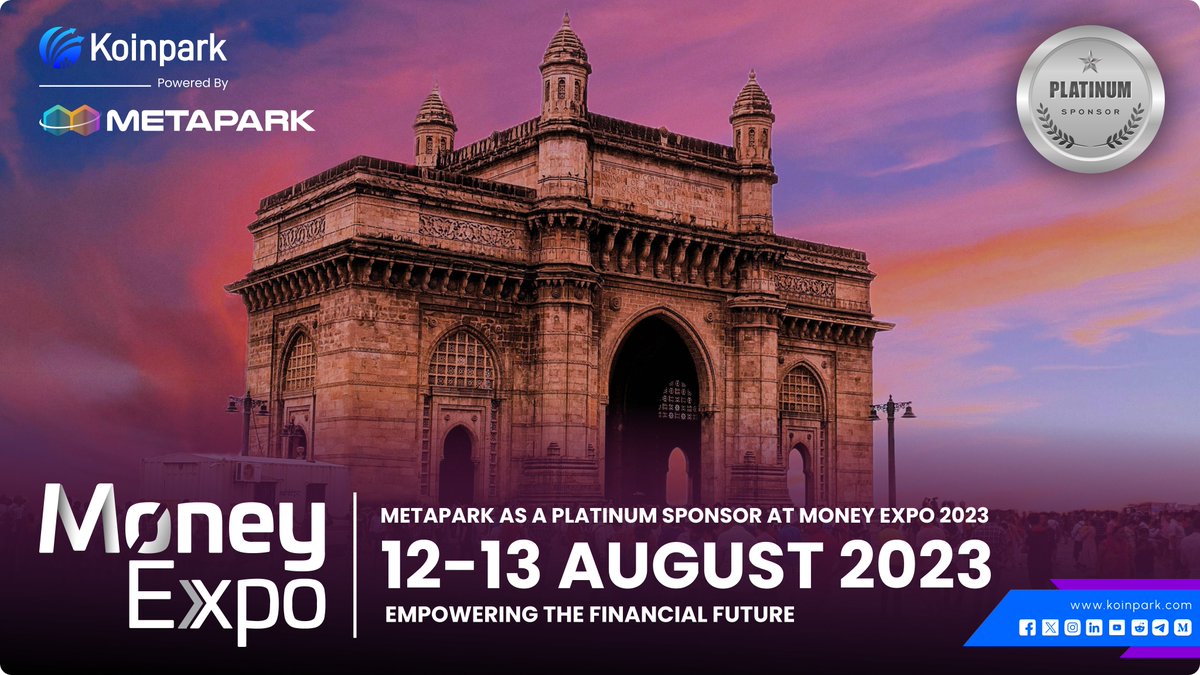 🚀 Metapark is thrilled to be the Platinum Sponsor at Money Expo 2023: Fueling Financial Futures. 

Join us in Mumbai on Aug 12-13, Let's reshape the future together! 💎📈

For More Details: koinpark.com/blog/metapark-…

#Metapark #PlatinumSponsor #MoneyExpo2023 #FinancialFutures