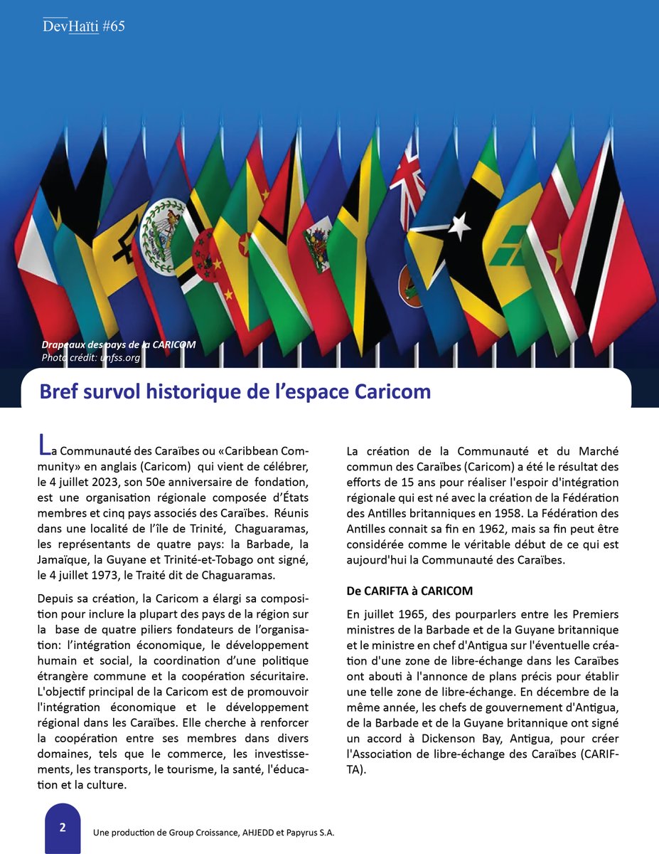 Haiti1Dev's tweet photo. #Dev65
🔴Bref survol historique de l’espace Caricom
Téléchargez le lien du 65e numéro de #DevHaïti et lisez l’article⬇️
https://t.co/fr3suNBdjX https://t.co/6DZCe2NJUS