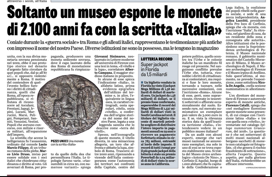E' IL MUSEO CIVICO ARCHEOLOGICO 'ANTONIO DE NINO', A CORFINIO(L'AQUILA) BORGO DI 1000 ABITANTI.