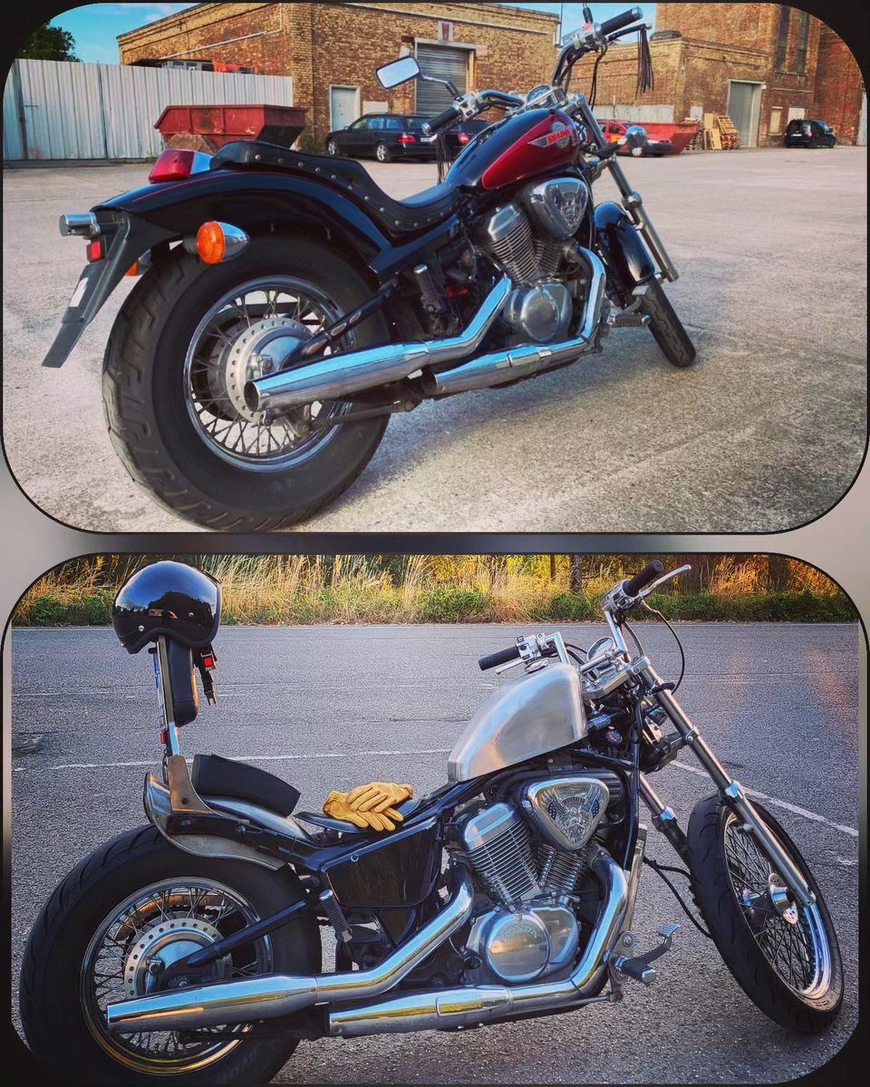 DeadbeatCustoms's tweet photo. @capricorn_motorcycles Before and after #hondashadow
#vt600 #vt600chopper #vlx600 https://t.co/1gVrsZiBXv