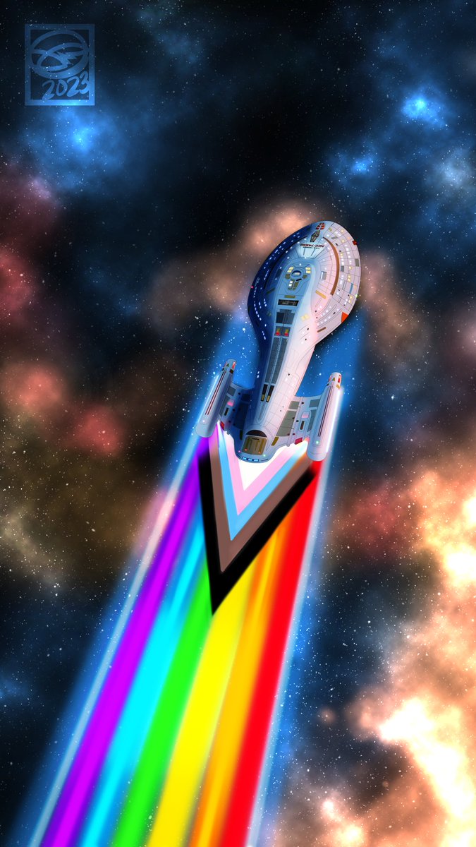 JustSomeVic's tweet photo. So I just thought I'd repost this #StarTrekVoyager variant art I did recently, for no other reason besides folks really seemed to dig it. 🖖🏽🏳️‍🌈🏳️‍⚧️

Oh, hi @robertbeltran74, didn't see you there!  👋🏽😁

#StarTrek #IDIC #LGBTQ #PRIDE https://t.co/mQXJEm0ecY