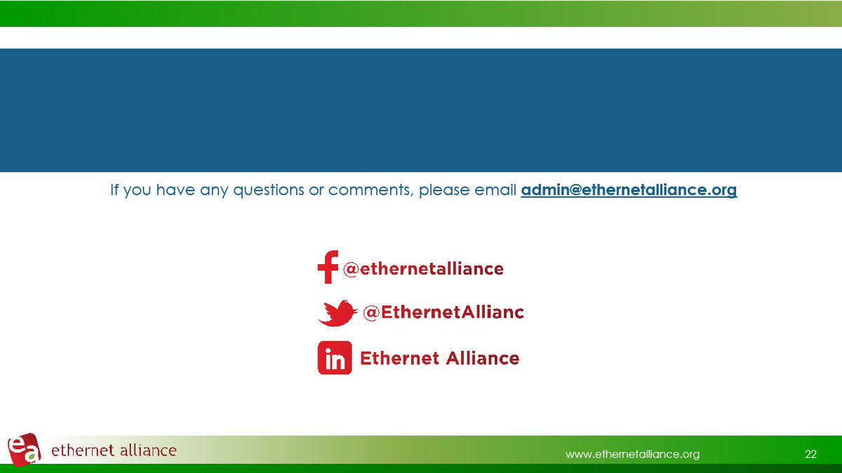 EthernetAllianc's tweet image. We&apos;re heading into the Q&amp;amp;A portion of this @EthernetAllianc #TechnologyWebinar, so we&apos;ll pause to say thanks to speakers David J. Rodgers of @EXFO; @intel&apos;s Sam Johnson; and @ViaviSolutions&apos; Paul Brooks. Thanks also to everyone attending today&apos;s presentation. #EthernetDCSpeeds