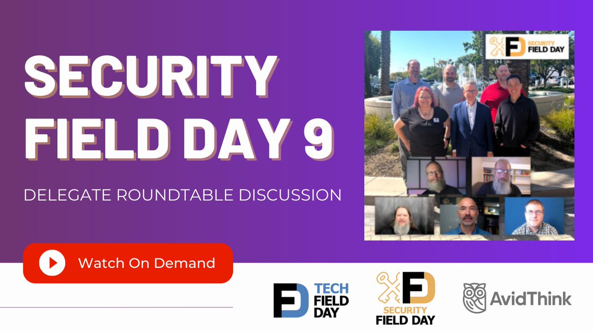 In case you missed it, watch @WireRoy of @AvidThink and other notable delegates at Security Field Day 9 (organized by @GestaltIT)! You can watch the whole playlist here: youtube.com/playlist?list=…