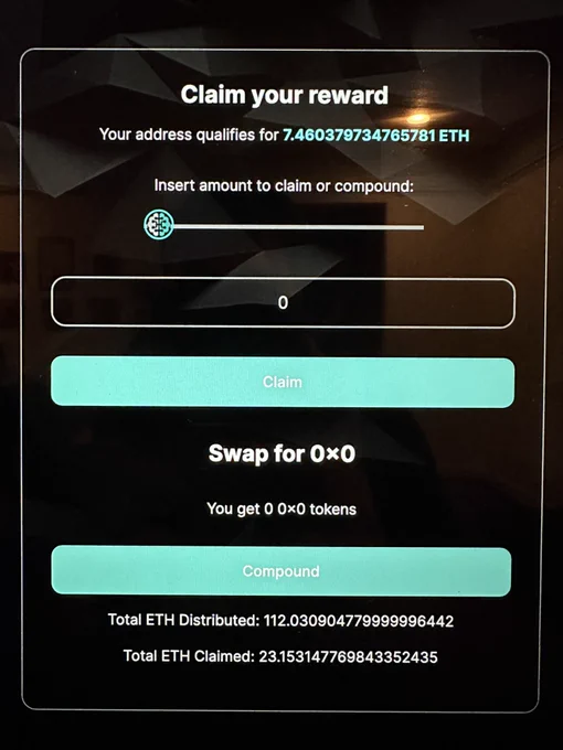 Why I think #0x0 is a unicorn that can 50-100x over the next 12-24 months

<a href="/0x0Audits/">0x0</a> team is building out an entire privacy ecosystem that has never been done before
 
100% of the fees the protocol generates gets paid back to holders directly paid in $ETH

DeFi + Privacy = 0x0