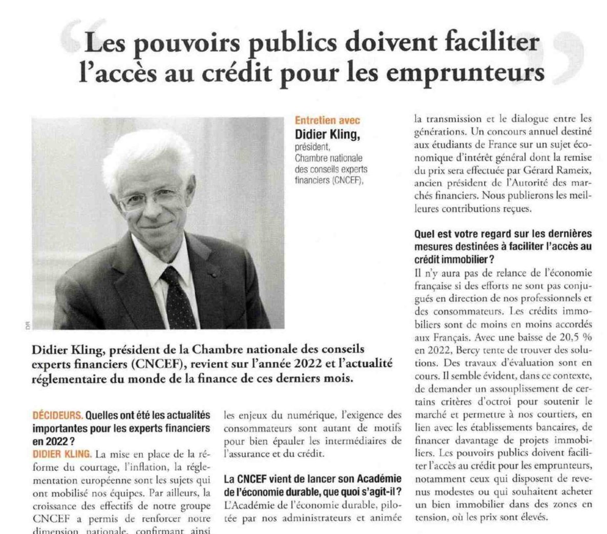 Didier Kling (@didier_kling) on Twitter photo 🗞️#interview : Bilan réglementaire de la planète #finance pour <a href="/MagDecideurs/">Décideurs Magazine</a> à retrouver en intégralité dans le n° de rentrée 🇫🇷Un message essentiel : les pouvoirs publics doivent faciliter l’accès au #crédit pour les #emprunteurs 🏦
#banque #politique #economie #Europe 🗞️#interview : Bilan réglementaire de la planète #finance pour <a href="/MagDecideurs/">Décideurs Magazine</a> à retrouver en intégralité dans le n° de rentrée 🇫🇷Un message essentiel : les pouvoirs publics doivent faciliter l’accès au #crédit pour les #emprunteurs 🏦
#banque #politique #economie #Europe
