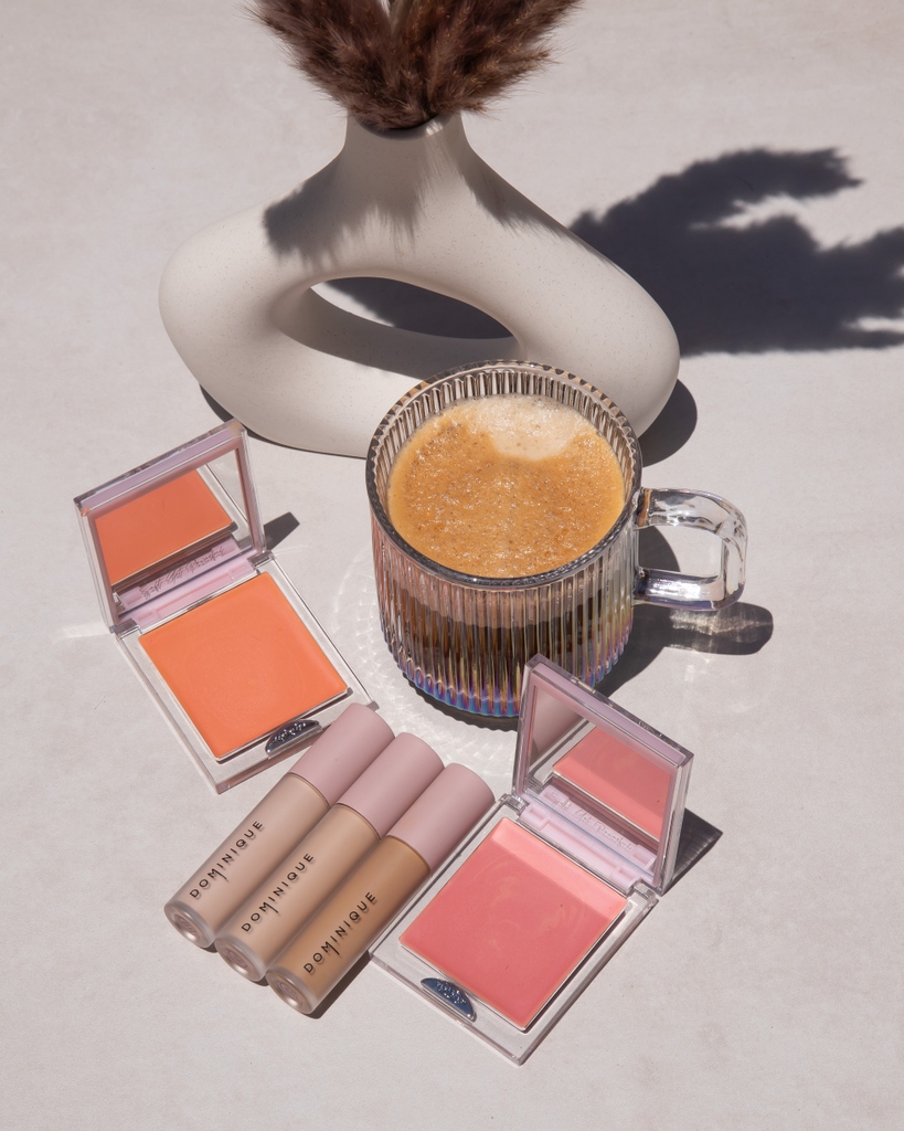 This morning calls for a hot cup of coffee with some Wide Awake Concealer to double the caffeine! Plus a flush of color to look fresh🩷⁠ ⁠ Whats your go to coffee order? ☕️ #dominiquecosmetics