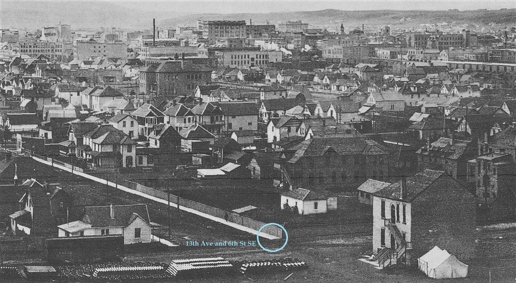 AlanZakrison's tweet photo. Pleased to report that the BM&amp;S #sidewalkstamp on the corner of 13th Ave and 6th St SE has been rescued by @calgarystampede.
Construction of the new SAM Centre, due south of the Rundle Ruins, called for removal of the sidewalk in that area.
Hope to see it displayed some time. https://t.co/gMnFMmGzuc