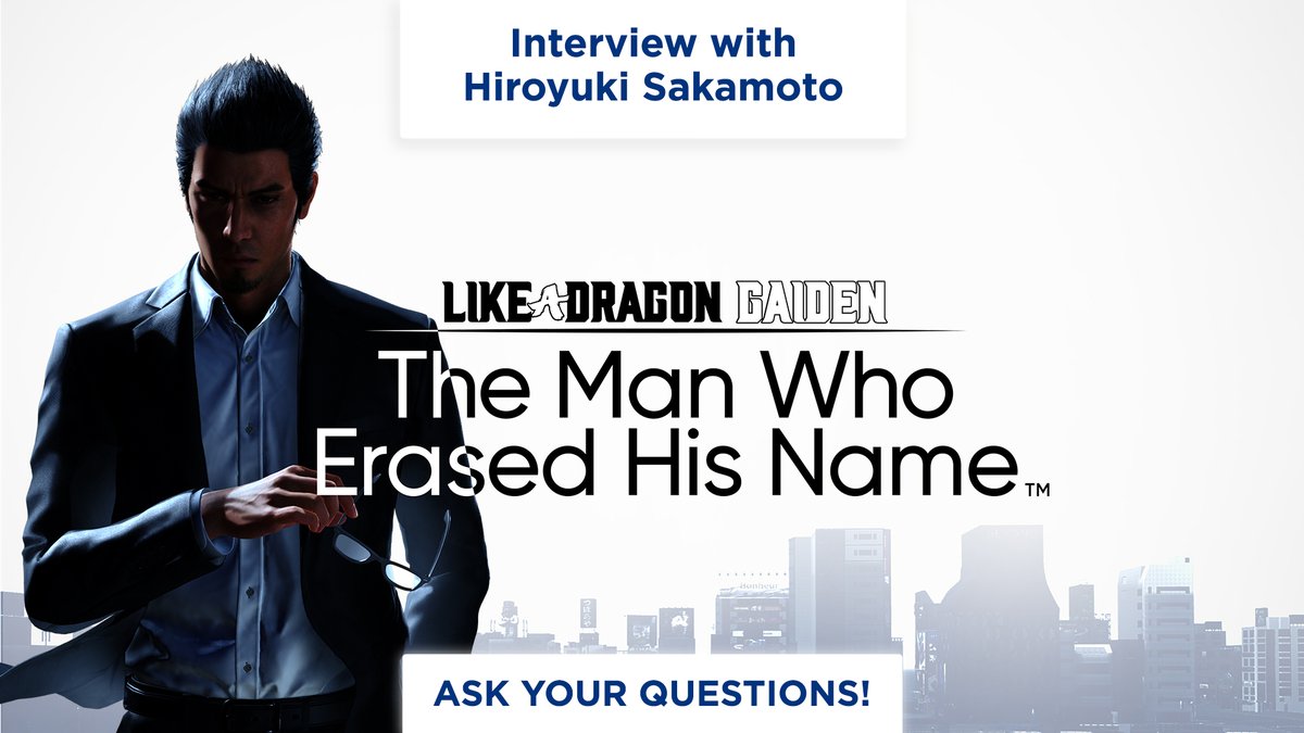 Exciting news! Hiroyuki Sakamoto, Chief Producer of the Like a Dragon Series at RGG Studio, will be joining us from Japan for #gamescom Drop your questions about Like a Dragon Gaiden: The Man Who Erased His Name below and stay tuned for our exclusive behind-the-scenes interview!