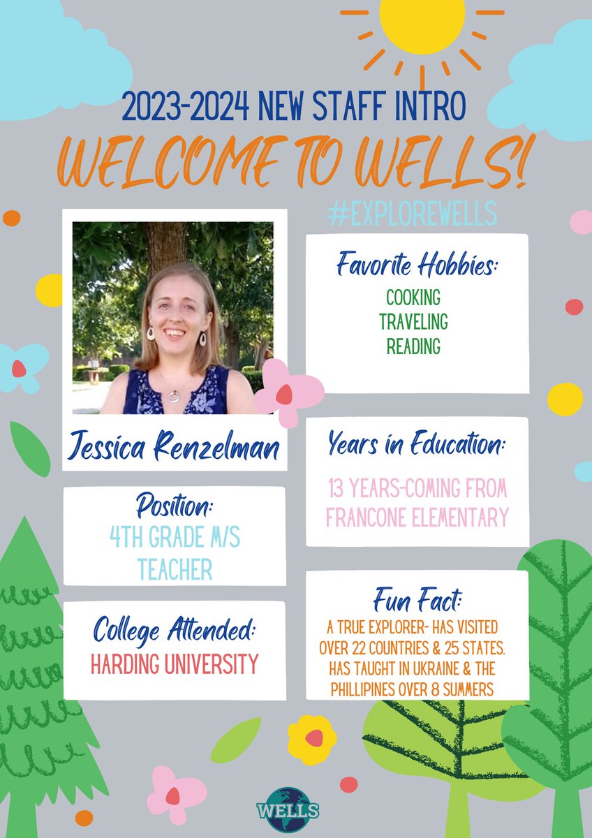 CFISDWells's tweet image. Welcome to Wells, Miss Renzelman! #ExploreWells