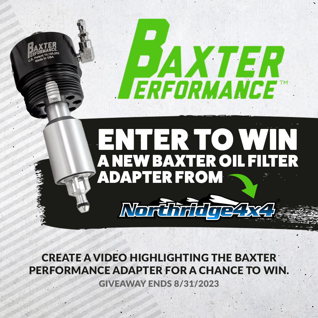 💥 Enter To Win A Baxter Performance Adapter >>> buff.ly/3YjkjLD 

From now until August 31st, you can enter to win a Baxter Performance Cartridge To Spin-On Oil Filter Adapter and some Northridge4x4 Swag! 

#northridge4x4 #nr4x4 #northridgenation #deals #jeepjl #jeepjk