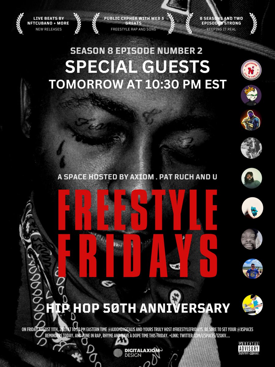 AXM (@axiomdigitalis) on Twitter photo TOMORROW YALL. WITH RESPECT FOR OTHER SPACES ON THIS OCCASION FEEL FREE TO COME AND GO. THIS FOR EVERYONE.
@SammieSings27 <a href="/OfloFreestyles/">O-FLO</a> <a href="/Tattoojake187/">Tattoojake187</a> <a href="/NFTcubano/">Vℹ️sℹ️onz🅱️e🅰️tz😼👺🔊</a> <a href="/THEREALSECTION8/">IAmThanos</a> <a href="/DJ__Space/">DJ SPACE</a> <a href="/AporkALYPSE78/">AporkALYPSE_NoW aka BaconBangers.eth</a> <a href="/DaWizardBeatz_/">Wiz🪄</a> <a href="/RasanNunes/">Rizzo The Boss 🎶 🎤 👔TheMeta🎯ffice</a> <a href="/sanicpanic111/">christy.exe</a> <a href="/KafeelAde/">Adé Kafeel (pronounced Ah-Day)</a> <a href="/ColorSkeemzNFT/">REP 1NE</a> TOMORROW YALL. WITH RESPECT FOR OTHER SPACES ON THIS OCCASION FEEL FREE TO COME AND GO. THIS FOR EVERYONE.
@SammieSings27 <a href="/OfloFreestyles/">O-FLO</a> <a href="/Tattoojake187/">Tattoojake187</a> <a href="/NFTcubano/">Vℹ️sℹ️onz🅱️e🅰️tz😼👺🔊</a> <a href="/THEREALSECTION8/">IAmThanos</a> <a href="/DJ__Space/">DJ SPACE</a> <a href="/AporkALYPSE78/">AporkALYPSE_NoW aka BaconBangers.eth</a> <a href="/DaWizardBeatz_/">Wiz🪄</a> <a href="/RasanNunes/">Rizzo The Boss 🎶 🎤 👔TheMeta🎯ffice</a> <a href="/sanicpanic111/">christy.exe</a> <a href="/KafeelAde/">Adé Kafeel (pronounced Ah-Day)</a> <a href="/ColorSkeemzNFT/">REP 1NE</a>