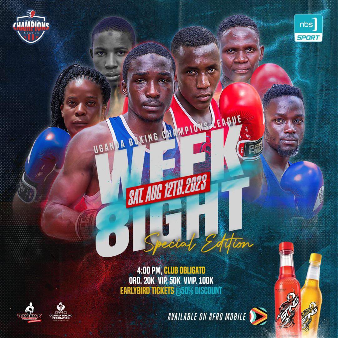 rahmk12's tweet photo. Ug boxing is definitely getting back as a top sport in the country.🇺🇬
After @UgandaBombers securing 7 medals for Uganda in #AFBC2023, sets a special #UBCL weekend edition.
This Saturday, Boxing will be back at CLUB OBLIGATO📍
Pay tickets for 20K Ordinary, 50K VIP & 100K VVIP. https://t.co/z6mi0jRTPx