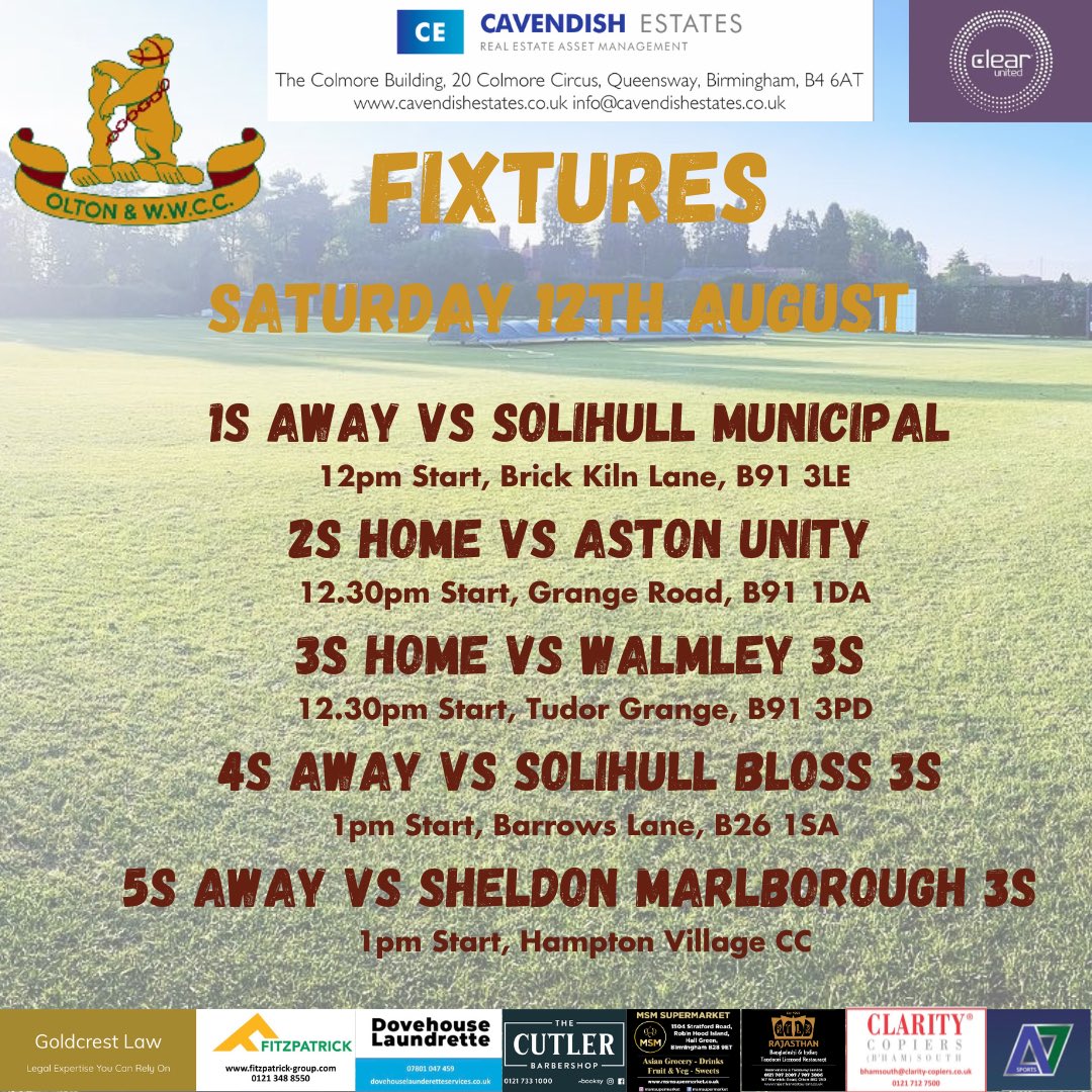 oltonwwcricket's tweet image. Fixtures Saturday 12th August 

#owwcc #fixtures #wccl #cricket