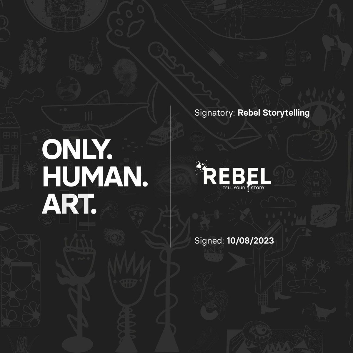 OnlyHumanArt's tweet photo. NEW SIGNATORY ALERT! ✍️💡Creative consultancy @NJSimmondsbooks has become the latest signatory of the #OnlyHumanArtDeclaration and publicly committed to exclusively using human-made visual art in their creative projects. Bravo! 👏
#OnlyHumanArt #PreserveCreativity #SupportArtists #ArtisticExpression #JoinTheMovement #ArtIsLife #HumanCreativity #ArtisticVision #InspireAndBeInspired #ArtForAll #ArtLovers #SupportHumanArtists #CreateDontScrape