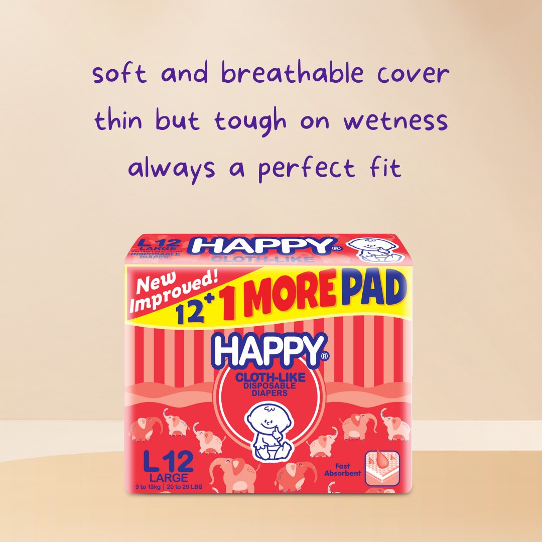 happydiapersph's tweet photo. Just in!

HAPPY disposable diapers are now better than ever!

Your trusted HAPPY diapers now have a softer and more breathable cover that keeps baby comfortable.

It's thinner but is tougher on absorbing wetness to keep baby dry for long hours.

#HAPPYbabydiaper #HAPPYdiapers https://t.co/IxEW3qtM3x