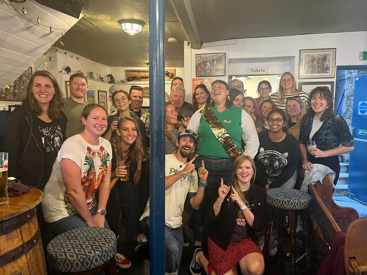 coddiepoc's tweet image. photo not exclusive of all the pals, mentors & colleagues who supported me - but last night we celebrated me passing my #viva and the becoming of Dr. Roberts 🪩🎉🥳 #PhDidIt @thembauk @ARIES_DTP @PlymUni shout out to my ride or die @laura_brans for this iconic quote cake IYKYK 🍰