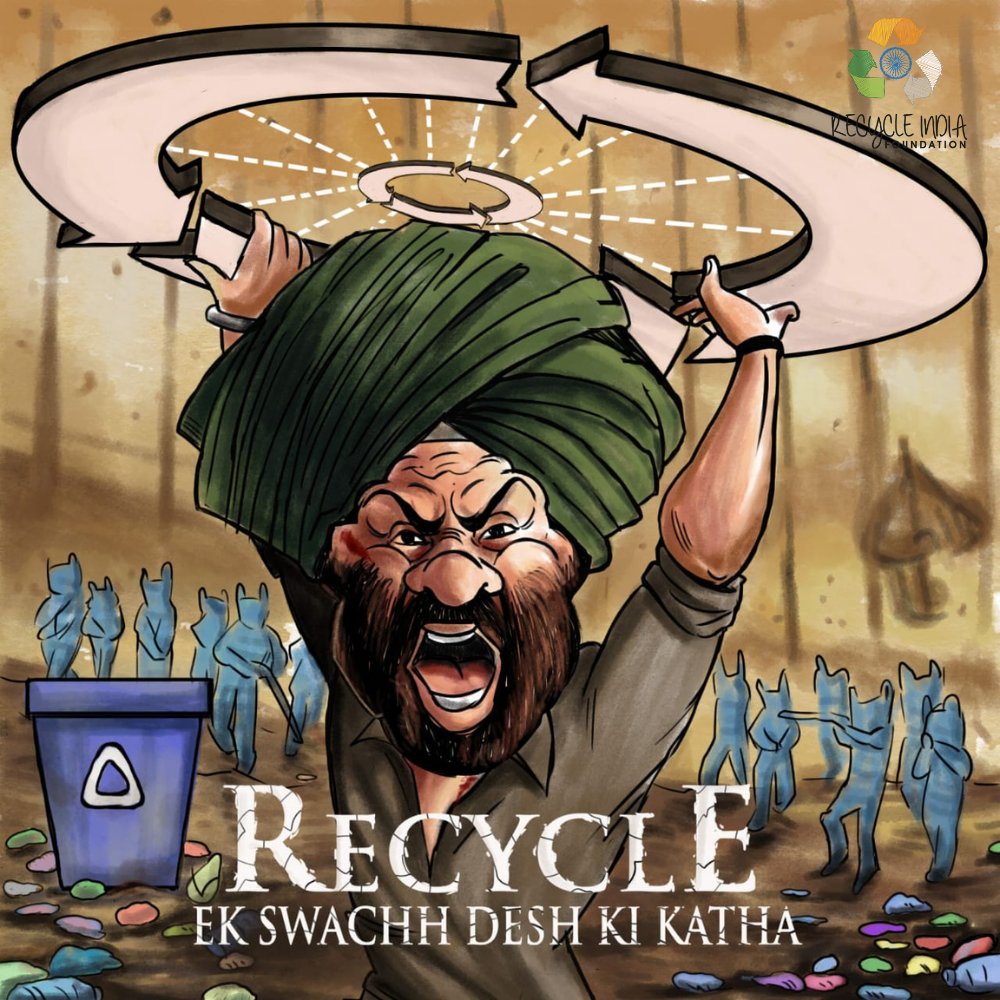 recycleindia's tweet photo. Watch me unleash my 'recycle-fury' on plastic waste because it's high time these bottles learn their 'recycle-taekwondo'! 

Get ready for a plastic-smashing, laughter-packed ride that'll leave you shouting 'Bin there, recycled that!' ♻️🤣

#RecycleIndia #gadar2 #sunnydeol #gadar https://t.co/wWFixJicL2