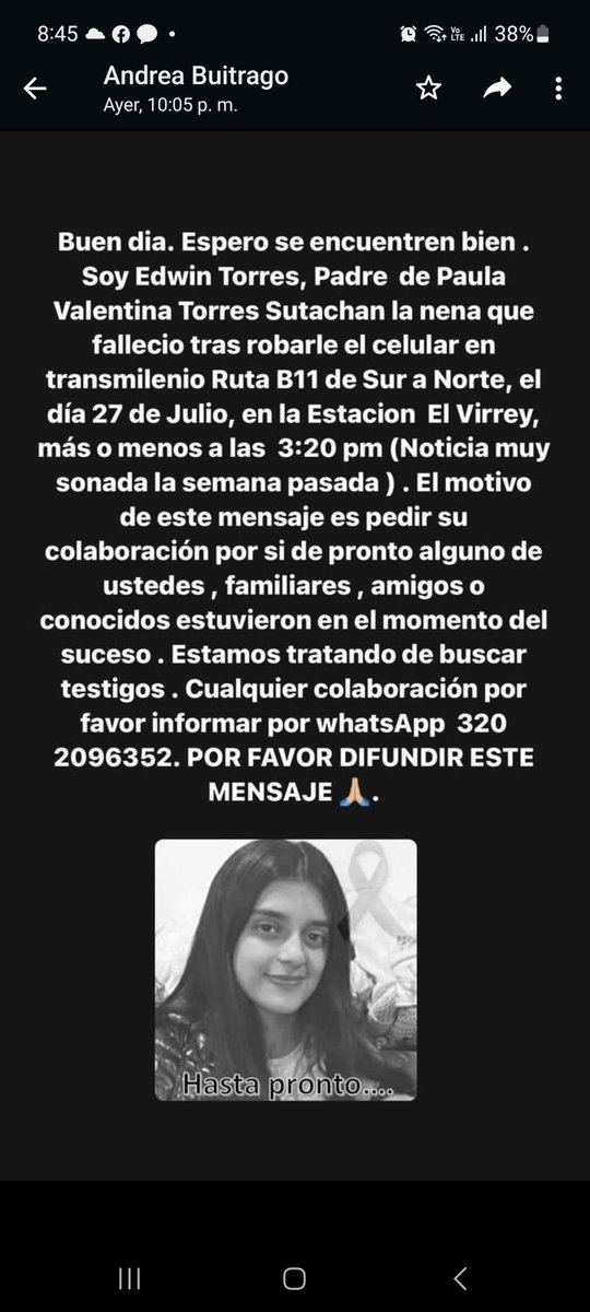 JohaFuentes's tweet photo. Por favor, compartir. https://t.co/80jJ9YRhAk