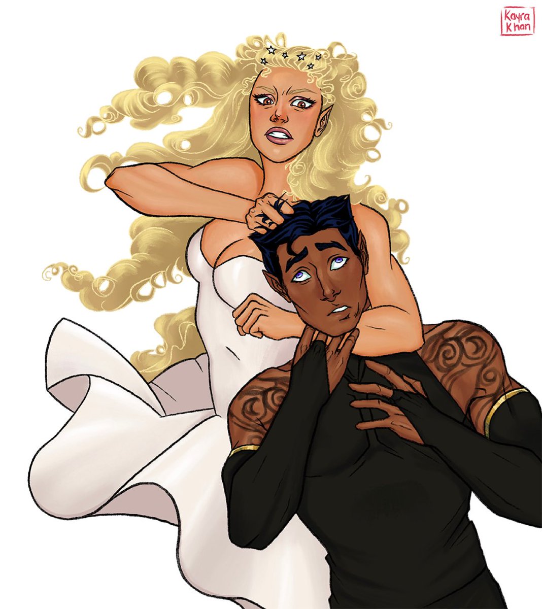 high_queen_mor's tweet photo. Mor Week Day 5: Friendship

Love how the ic loving each other doesn't mean they never call Rhys out just because he's high lord! 

So here's a commission from the lovely @kayrakhan_art  of Mor beating Rhys' ass for any of the dumb decisions he's made (affectionate)🔥 https://t.co/WtRuXdhl7E