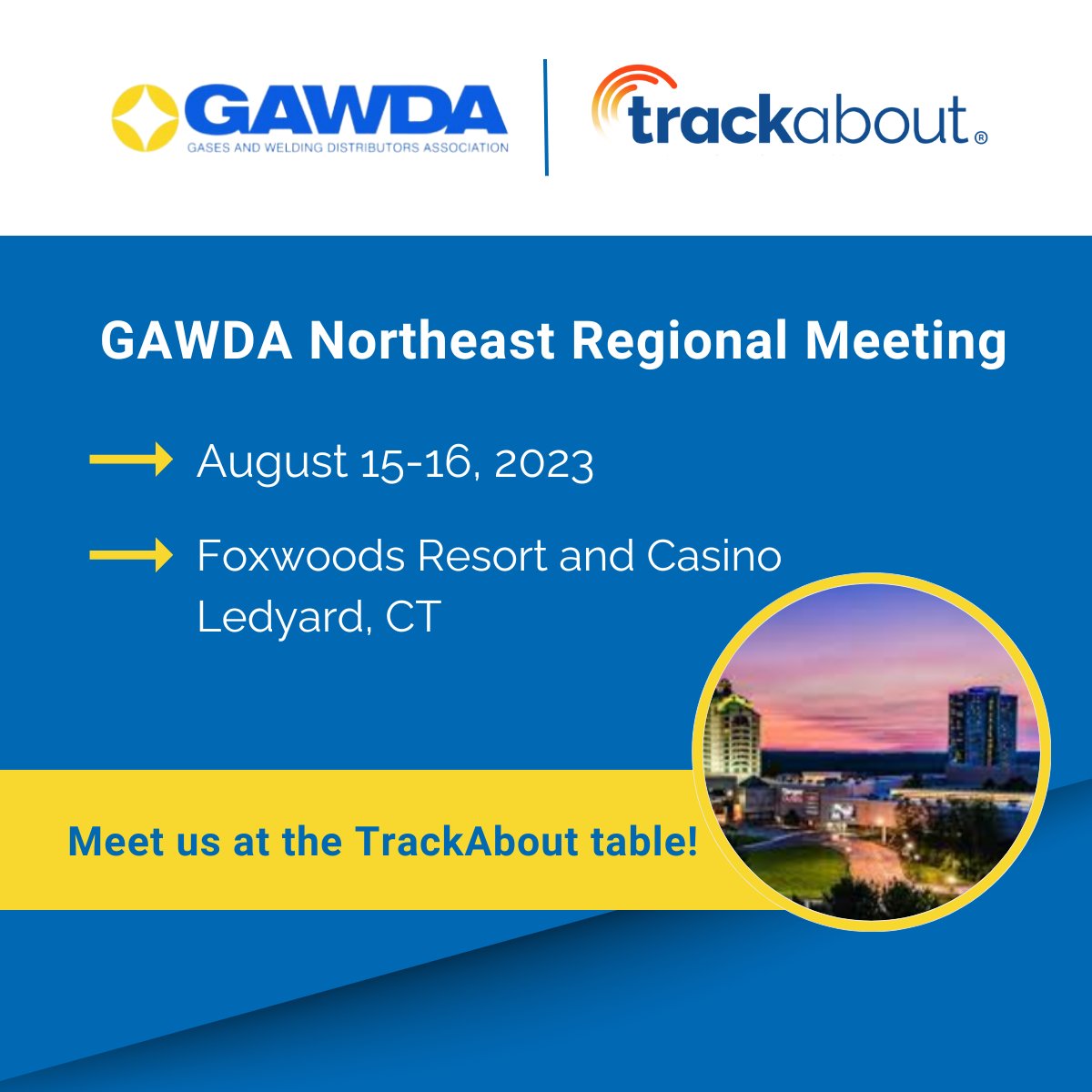 Trackabout's tweet image. Our team is thrilled to announce that we'll be participating in @GAWDAorg's 
 2023 Northeast Regional Meeting next week! Join us to learn more about what's new with TrackAbout. We're eager to connect with you! See you there! 👋 #trackwithtransparency
